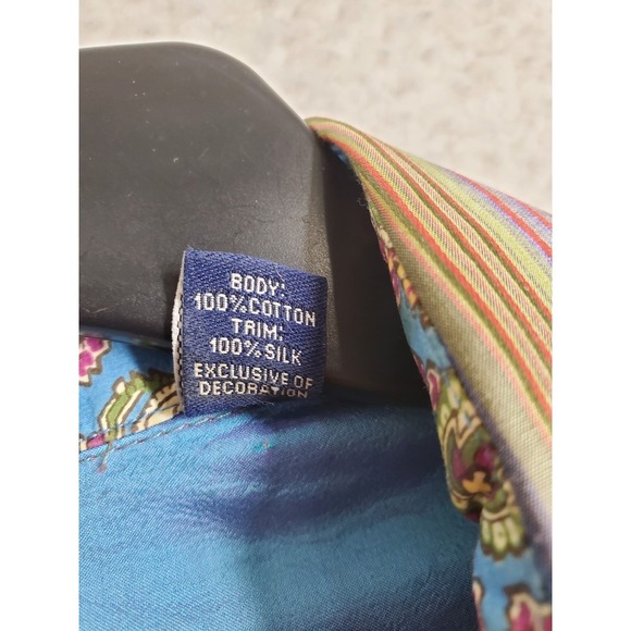 Robert Graham Dress Shirt Mens M Blue Green Red Colorful Striped Flip Cuffs LS - Picture 5 of 11